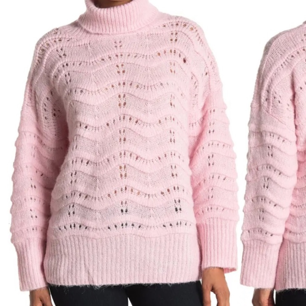 Frnch Pink Cableknit Turtleneck Sweater Size S/M